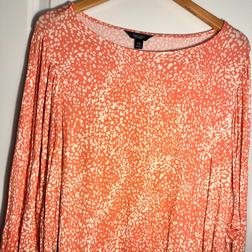 Simply Vera Wang Draped Sleeve Banded Hem Womens  Blouse Size 2XL